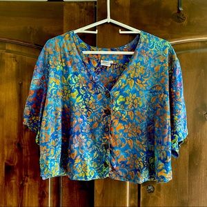 Batik Crop Top Button Up Size XL